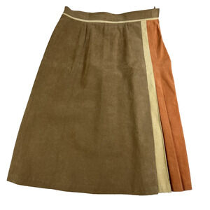 Women's A-Line Skirt Size 30 (30x27.5) Beige Ultra Soft Suede Leather Vintage